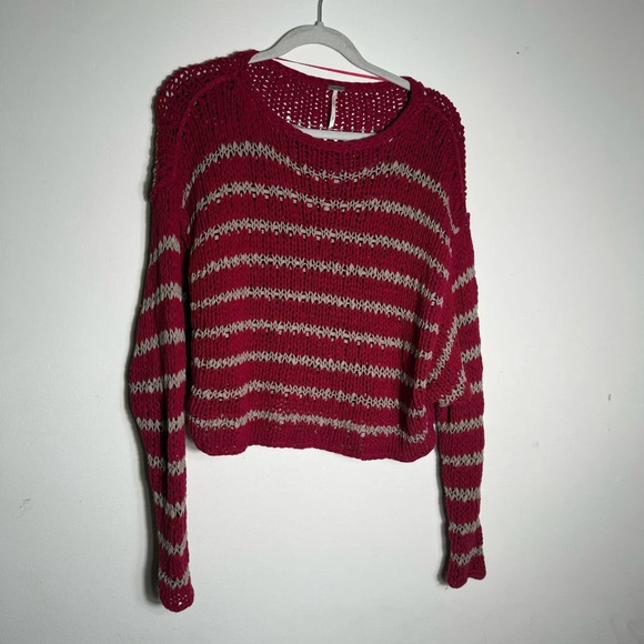 Free People Red and Gray Striped Sweater - Picture 5 of 5